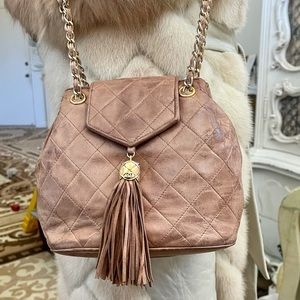 SOLD! CHANEL Vintage Tassel Flap Bucket Purse Bag Chain